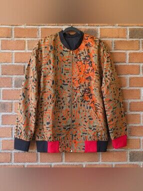 Unisex Orange Olive Abstract Bomber Jacket
